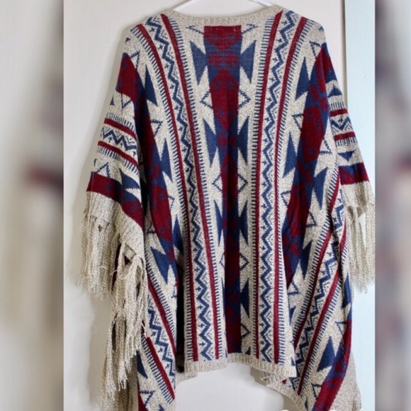 Charlotte Russe M/L Aztec Poncho Sweater Cardigan - Picture 2 of 3